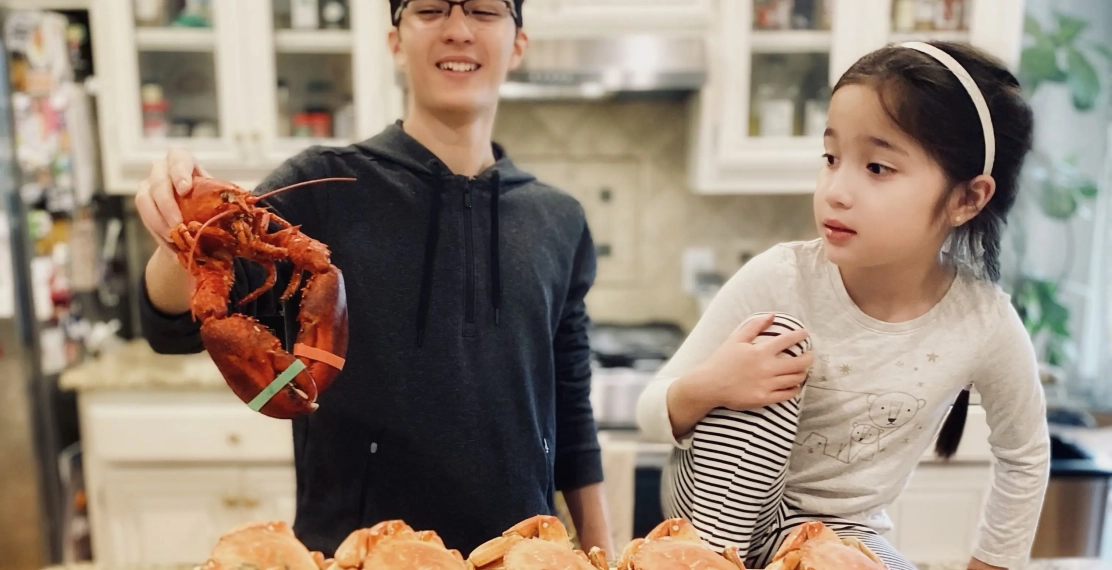 kids and lobster